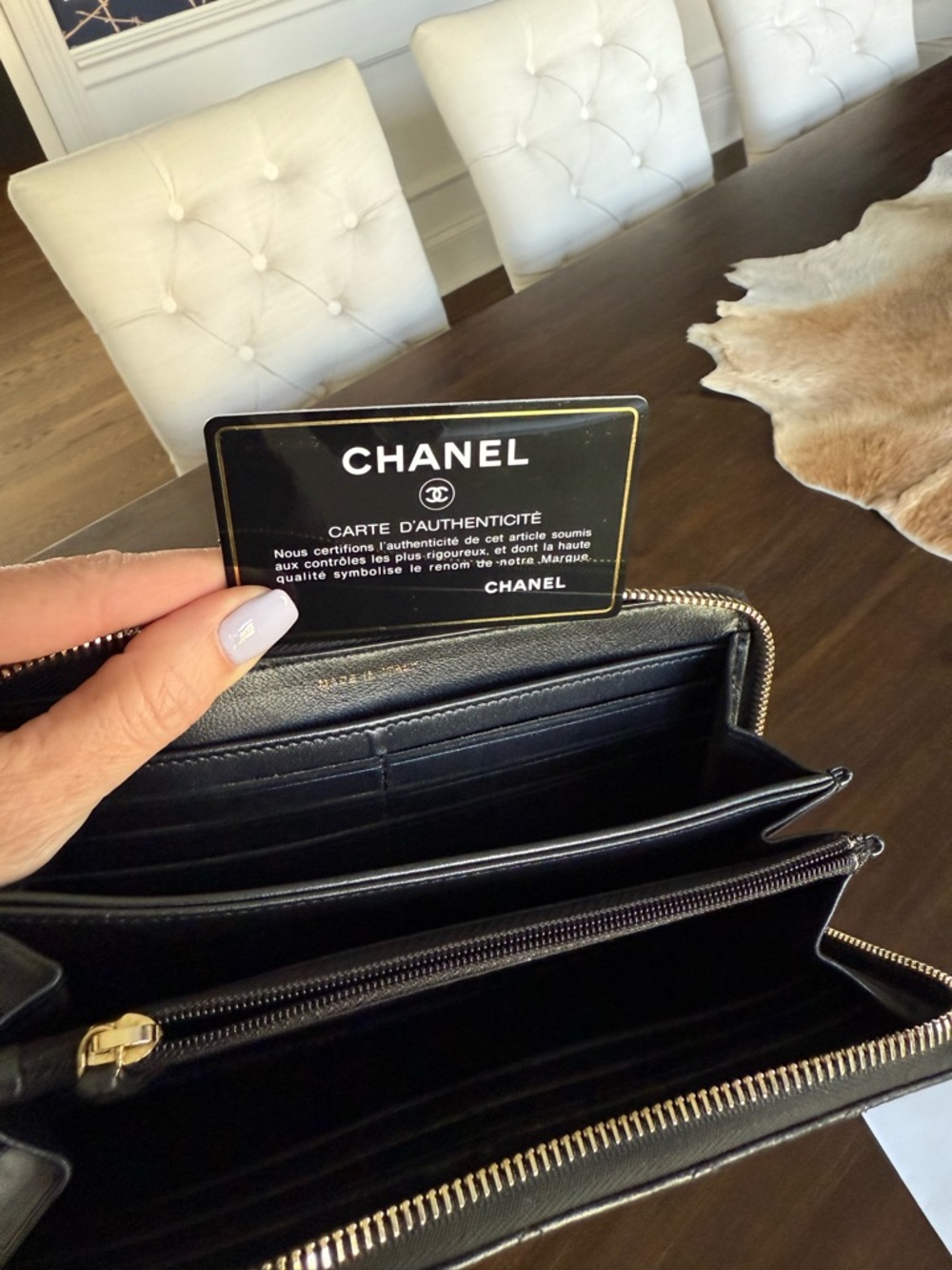 Authentic Chanel Quilted Black Leather Wallet on Chain/Wristlet. W/ bag - Picture 7 of 12